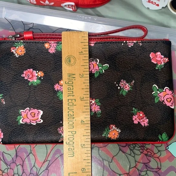 Coach Floral Brown & Black Wristlet Clutch - Picture 5 of 5